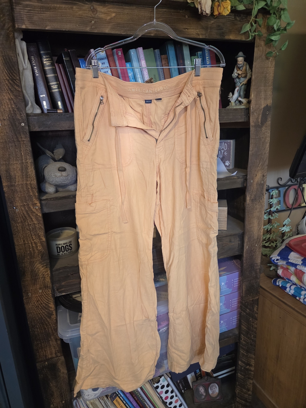 American Eagle Outfitters Wide-Leg Peach Cargo Trousers